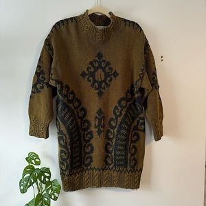 BALDANZA 80s GREEN KNIT BEADED SWEATER DRESS